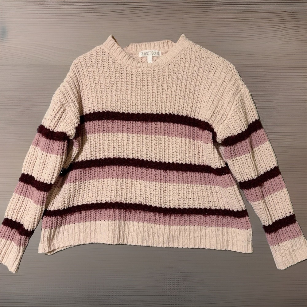 Planet Gold Womens Sweater Size S Pink Neck Long Sleeve Soft Stretch Casual